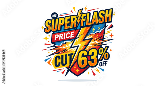 Super Flash Price Cut 63% Off Sale Badge