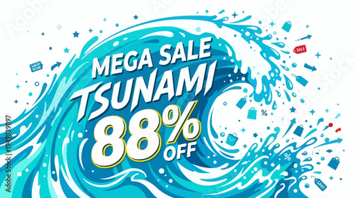 Mega Sale Tsunami 88% Off Discount Banner