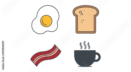 Breakfast Platter Line art minimal smooth abstract color illustration