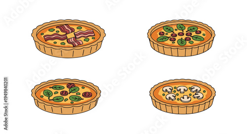 Breakfast Quiche Line art creative artistic abstract vector