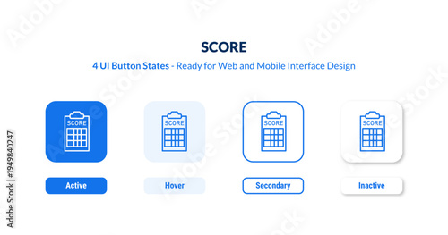 score UI button states set. Outline icon kit from american football collection. Thin linear score, success, competition editable vector. Line vector score sign for web and mobile interface