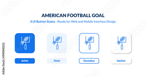 american football goal UI button states set. Outline icon kit from american football collection. Thin linear american football goal, american, goal editable vector. 