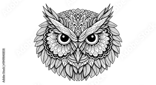 Owl Mandala Line Art – Intricate Zentangle Bird Illustration
