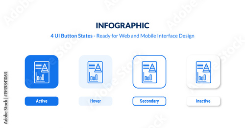 infographic UI button states set. Outline icon kit from analytics collection. Thin linear infographic, business, internet editable vector. Line vector infographic sign for web and mobile interface