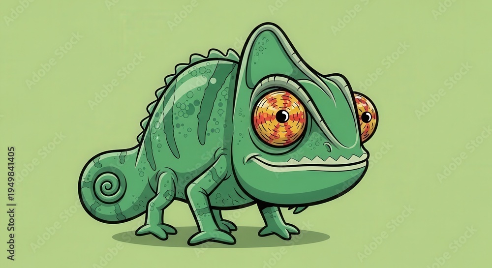 Obraz premium Colorful Cartoon Camouflage Chameleon Animal Illustration for Design