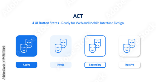 act UI button states set. Outline icon kit from art collection. Thin linear act, business, header editable vector. Line vector act sign for web and mobile interface