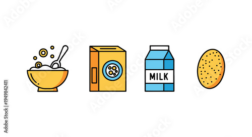 Breakfast Cereal Line art soft pastel abstract vector illustration