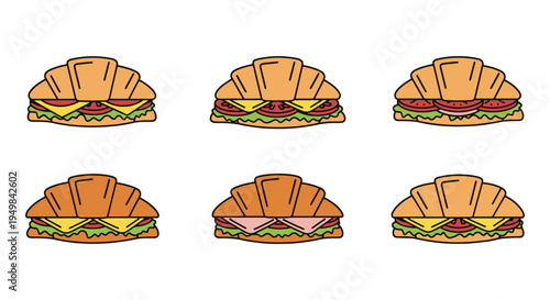 Breakfast Croissant Sandwich clean smooth abstract tone illustration