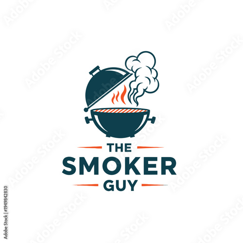 The Smoker Guy logo featuring a barbecue grill with smoke and flames.