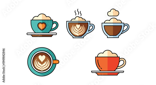 Cappuccino Mug Line art vector soft pastel abstract