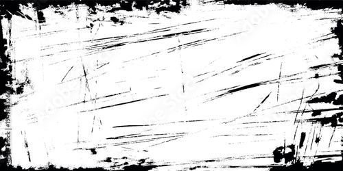 distressed black ink scratch texture with grunge border and elements, ideal for adding industrial wear, urban decay.