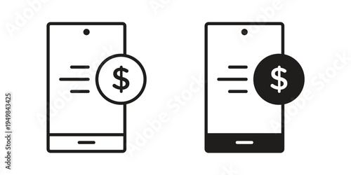 Mobile banking icon symbol collection for web design. Icon Element For Design