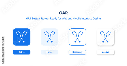 oar 4-state UI button. Outline icon kit from camping collection. Thin linear oar, sea, ocean editable vector. Minimal oar sign for web and mobile interface
