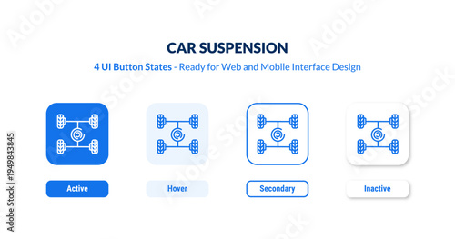 car suspension 4-state UI button. Outline icon kit from car parts collection. Thin linear car suspension, car, suspension editable vector. Minimal car suspension sign for web and mobile interface