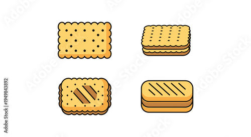 Butter Biscuits Line art minimal digital abstract color illustration