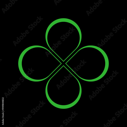 Four Leaf Clover Logo Design icon isolated on black background