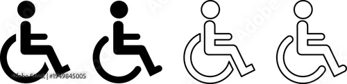 Variations of disabled parking and accessibility symbols in different design styles