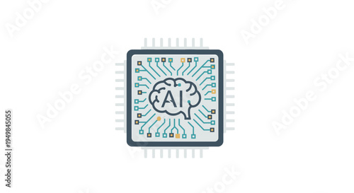 Artificial Intelligence Microchip Concept with Brain Illustration