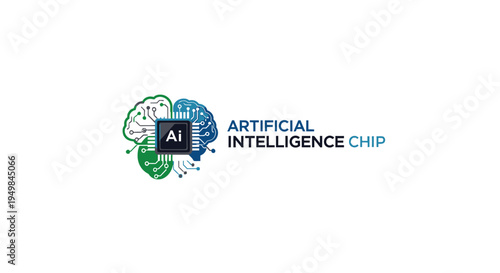 Artificial Intelligence Microchip Concept with Brain Shape