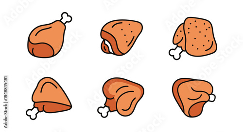 Chicken Thigh Line art vector clean dynamic abstract
