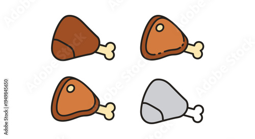 Chicken Thigh Line art vector dynamic vibrant abstract color