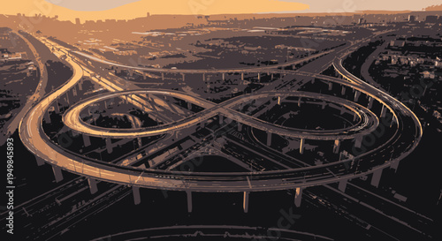 Complex Highway Interchange Aerial View - Modern Transportation Network