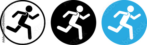 Three variations of running icons with different color schemes and styles