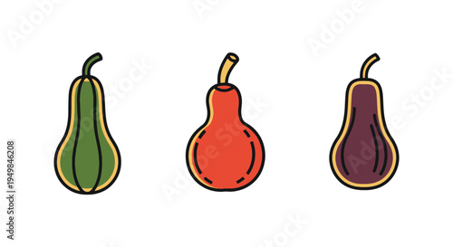 Calabash Line art vector set modern abstract vibrant