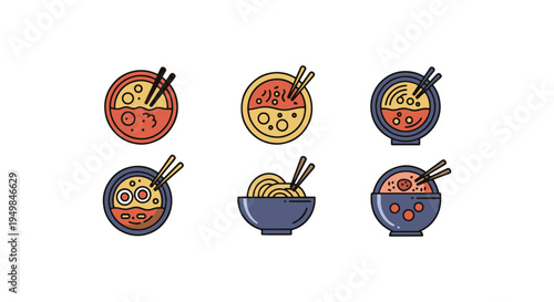 Broth Bowl Line art vector soft abstract modern illustration
