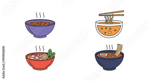 Broth Dishes Line art vector colorful abstract modern illustration