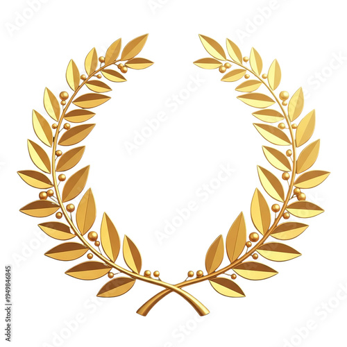 Golden laurel wreath symbol of victory achievement success and honor