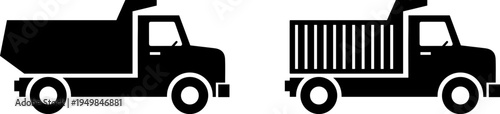 Comparison of dump truck and flatbed truck with cargo containers