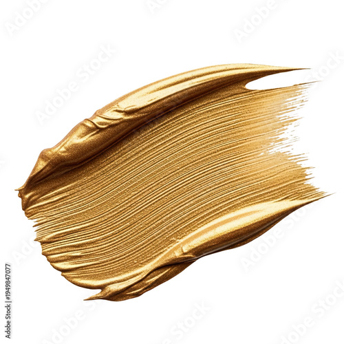 Golden metallic paint stroke on transparent background luxury elegant design element