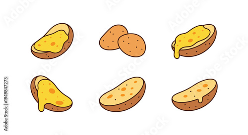 Cheese Potato Skins Line art modern blended abstract color vector