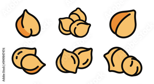 Chickpea Line art vector set modern pastel tone abstract artwork