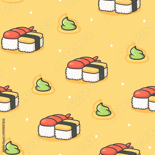 Cute Sushi Pattern vector design for print on textile, wrapping, backdrop and other uses