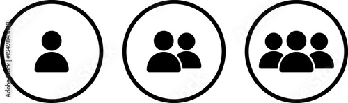 Icons representing different group sizes of individuals in circles