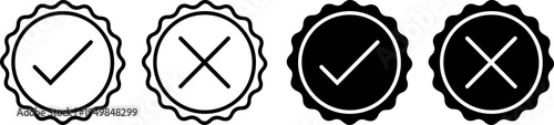 Contrast of approval and rejection icons in light and dark variants