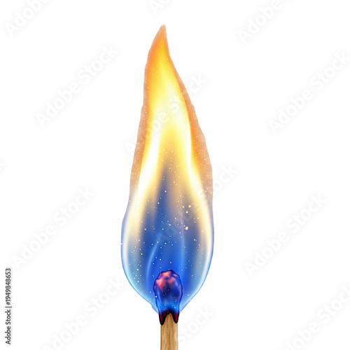 Striking match flame igniting with bright blue and yellow energy