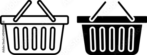 Comparison of filled and empty shopping baskets with contrasting colors