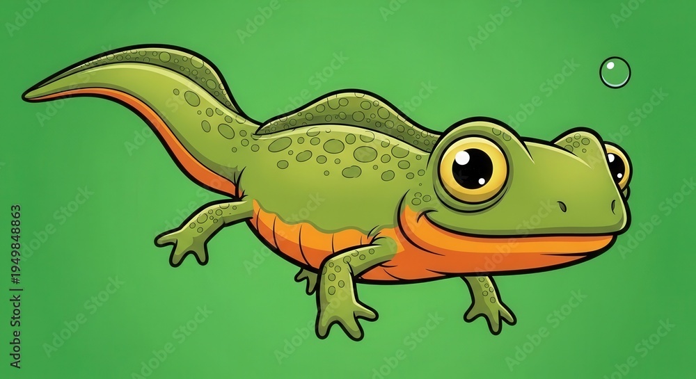 Fototapeta premium Colorful Cartoon Crocodile Illustration with Bright Green Background