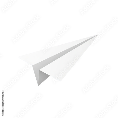 White paper airplane on a transparent background simple and clean design
