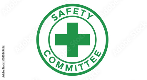 Green safety committee logo with cross symbol on white background FBSAKLFBS