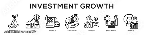 Investment Growth web banner icon illustration concept
