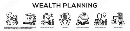 Wealth Planning web banner icon illustration concept