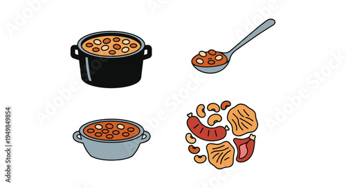 Cassoulet Line art vector set modern artistic abstract