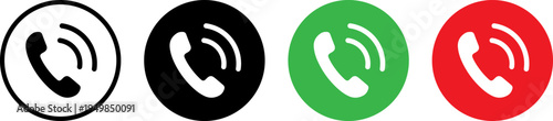 Four colored circular icons depicting different call or communication statuses