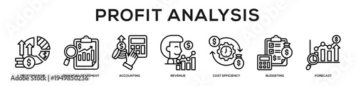 Profit Analysis web banner icon illustration concept