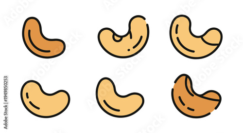 Cashew Line art vector set soft abstract color design