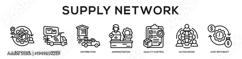 Supply Network web banner icon illustration concept
